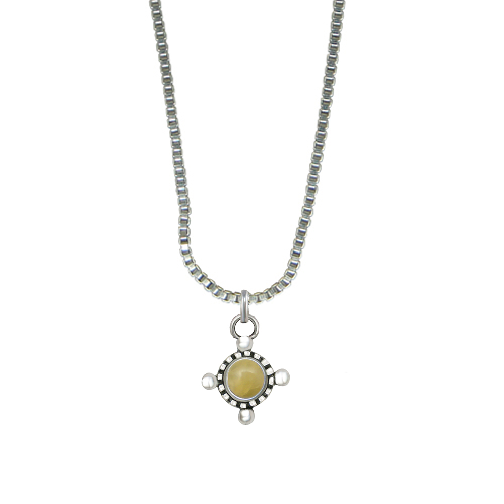 Sterling Silver Little Yellow Aragonite Pendant Necklace
